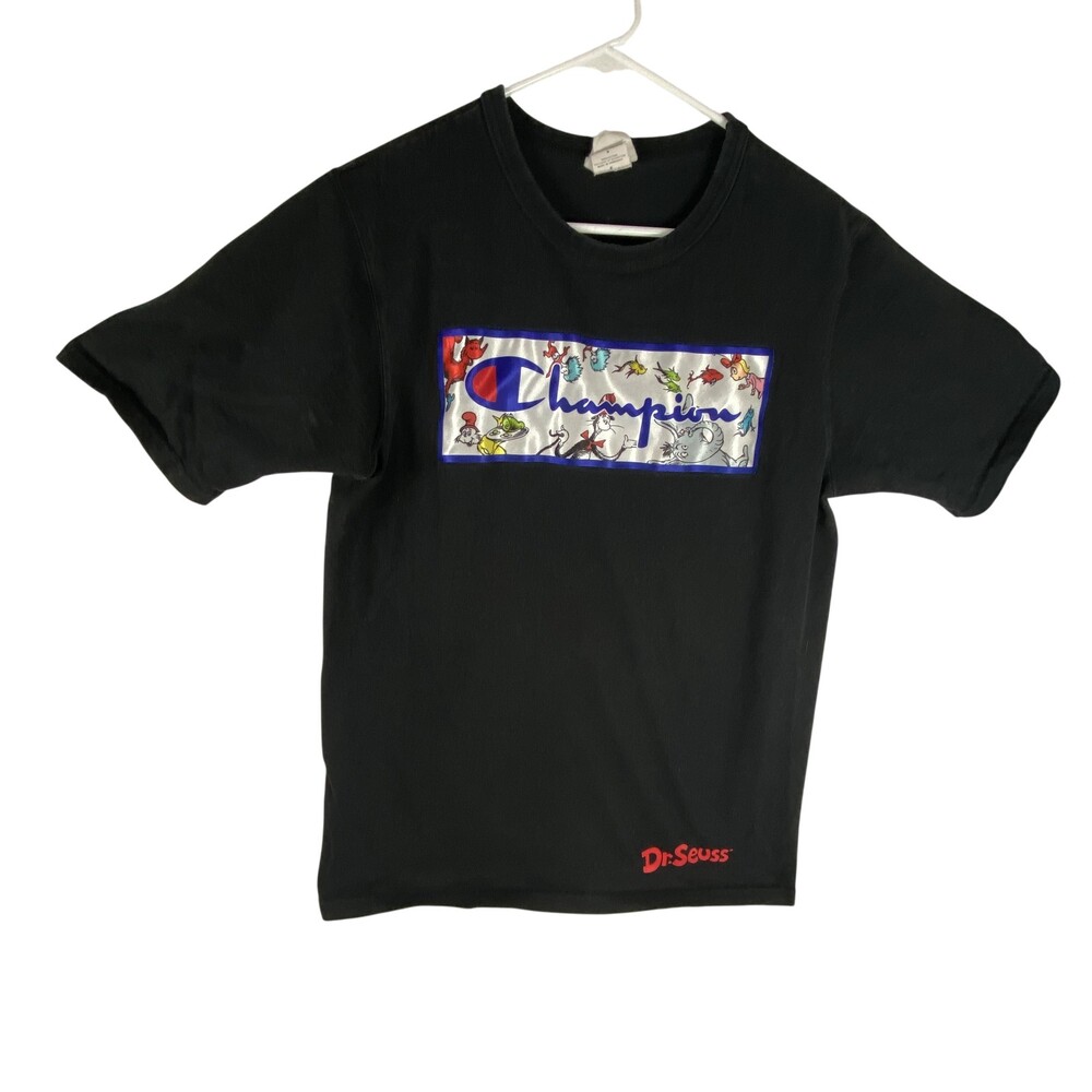 Champion Dr Seuss Collab Shirt Mens Medium Black Cat In The Hat Characters
